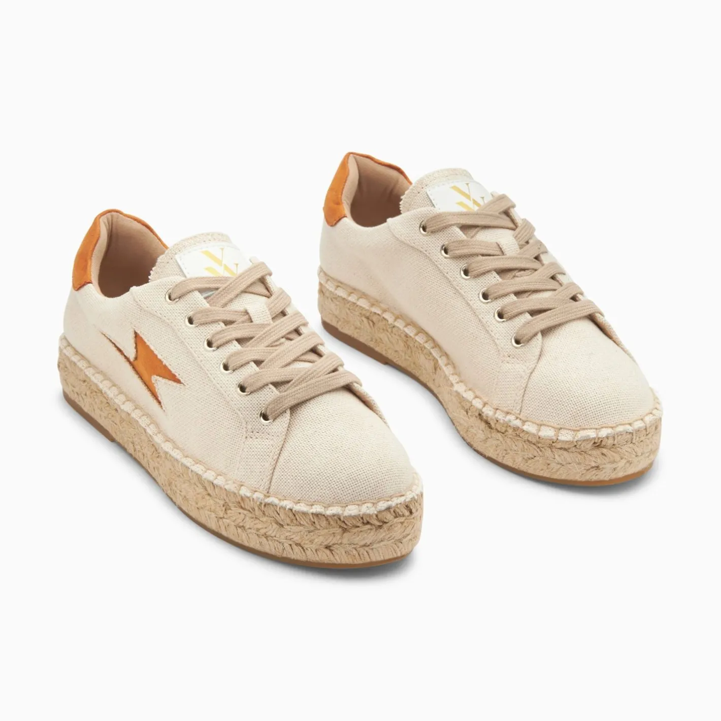 Vanessa Wu Baskets Eclair April Beige Et Orange A Semelle Espadrille Hot