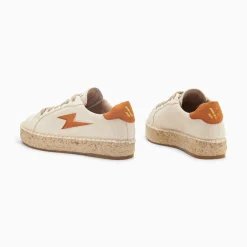 Vanessa Wu Baskets Eclair April Beige Et Orange A Semelle Espadrille Hot