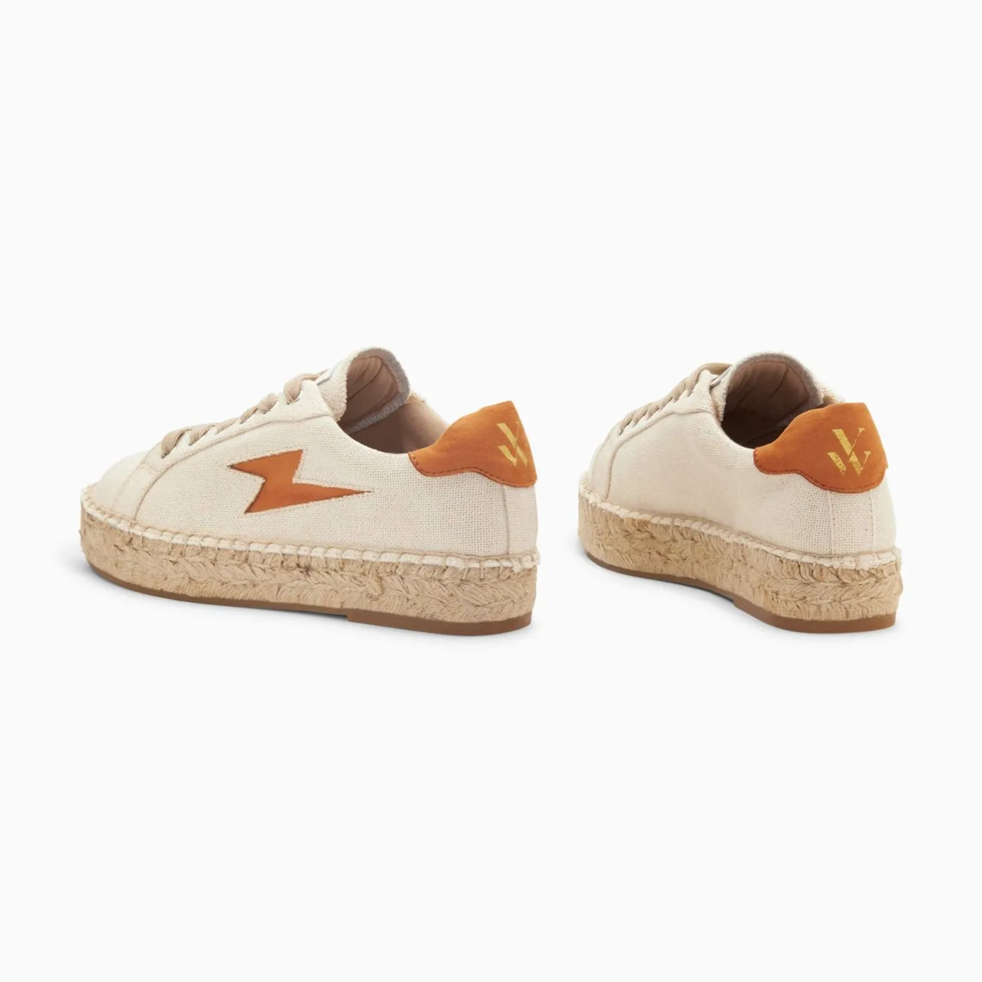 Vanessa Wu Baskets Eclair April Beige Et Orange A Semelle Espadrille Hot