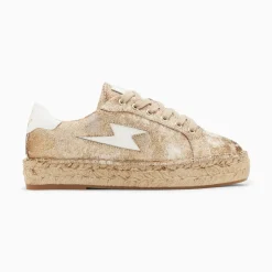 Vanessa Wu Baskets Eclair April Or Et Blanc A Semelle Espadrille Discount