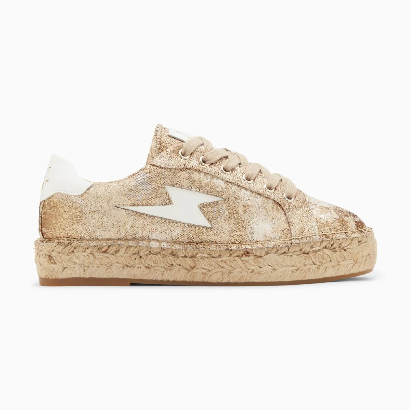 Vanessa Wu Baskets Eclair April Or Et Blanc A Semelle Espadrille Discount