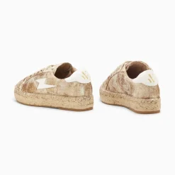 Vanessa Wu Baskets Eclair April Or Et Blanc A Semelle Espadrille Discount