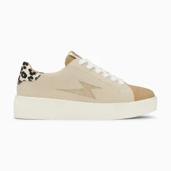 Vanessa Wu Baskets Eclair Berthe Beige Et Camel A Lacets New