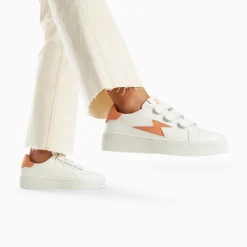Vanessa Wu Baskets Eclair Camelia Blanc Et Orange A Scratchs New