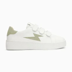 Vanessa Wu Baskets Eclair Camelia Blanc Et Vert Amande A Scratchs