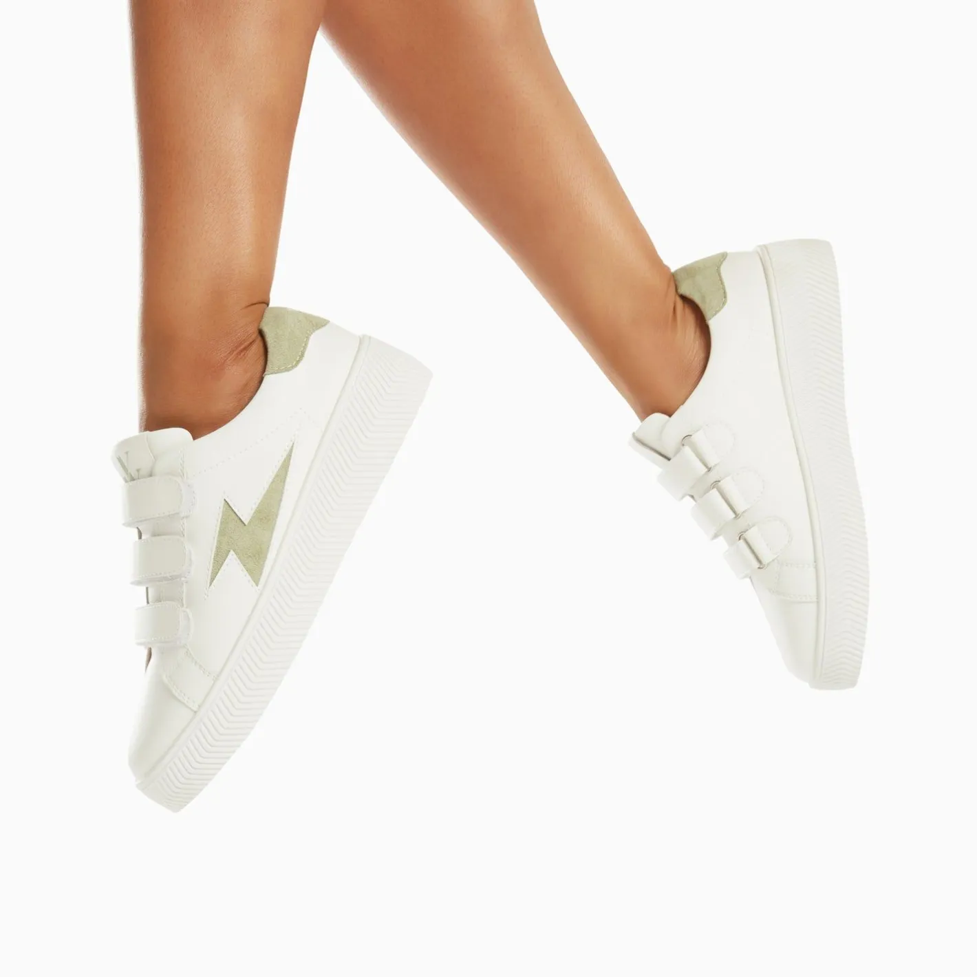 Vanessa Wu Baskets Eclair Camelia Blanc Et Vert Amande A Scratchs