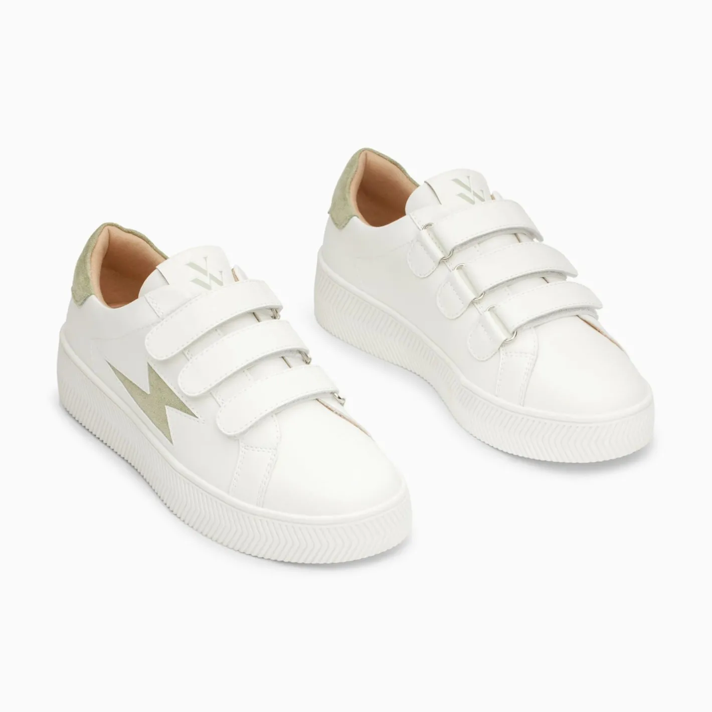Vanessa Wu Baskets Eclair Camelia Blanc Et Vert Amande A Scratchs