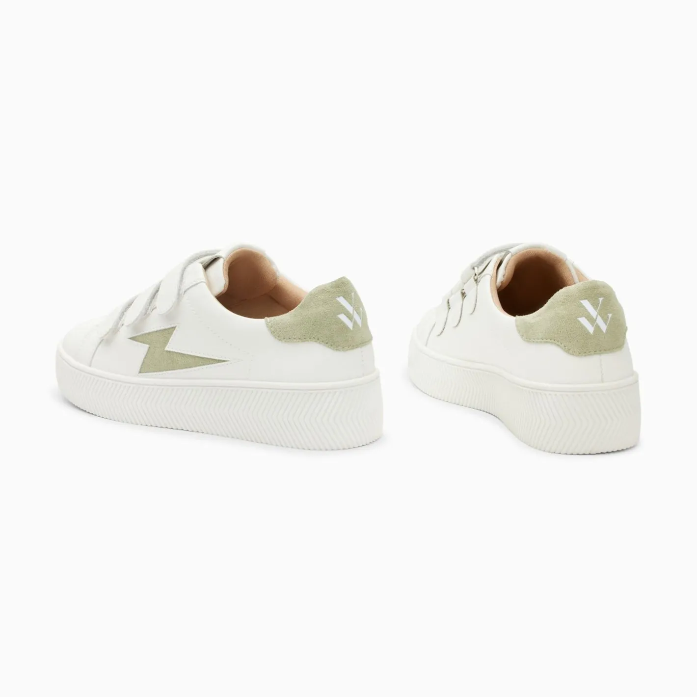 Vanessa Wu Baskets Eclair Camelia Blanc Et Vert Amande A Scratchs