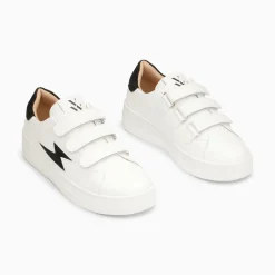 Vanessa Wu Baskets Eclair Camelia Blanc Et Noir A Scratchs Outlet