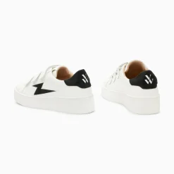 Vanessa Wu Baskets Eclair Camelia Blanc Et Noir A Scratchs Outlet