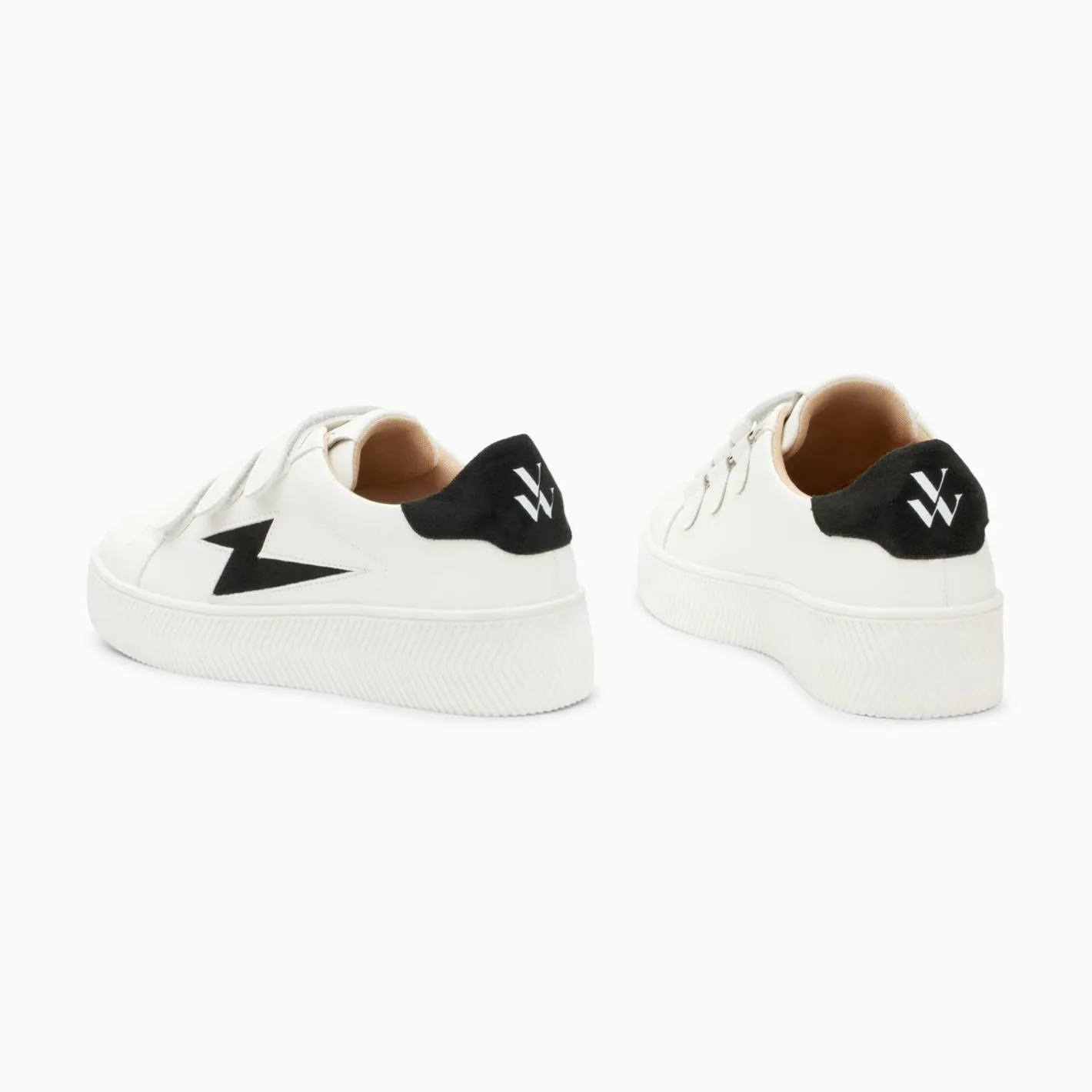 Vanessa Wu Baskets Eclair Camelia Blanc Et Noir A Scratchs Outlet