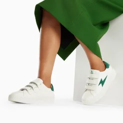 Vanessa Wu Baskets Eclair Camelia Blanc Et Vert Sapin A Scratchs Sale