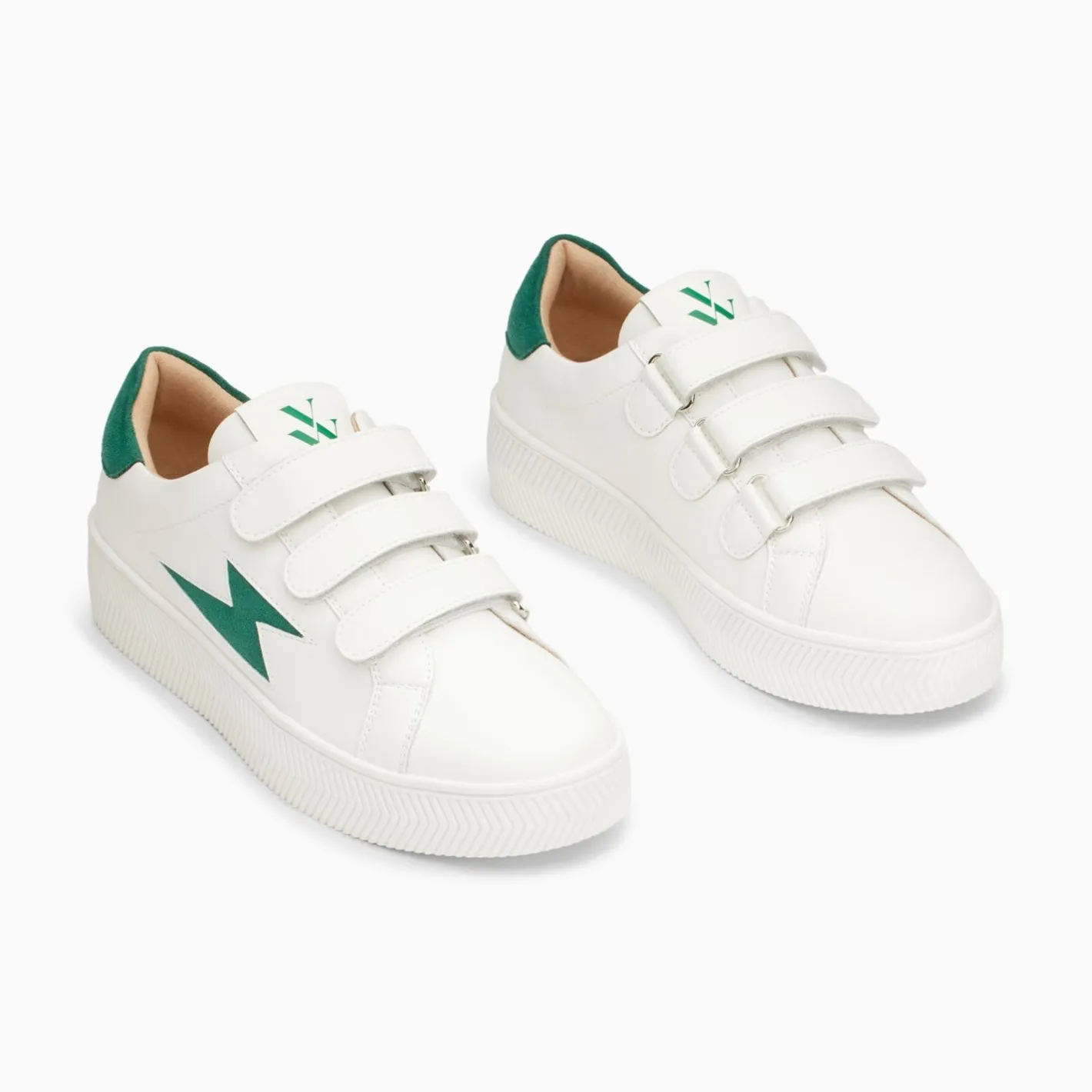 Vanessa Wu Baskets Eclair Camelia Blanc Et Vert Sapin A Scratchs Sale