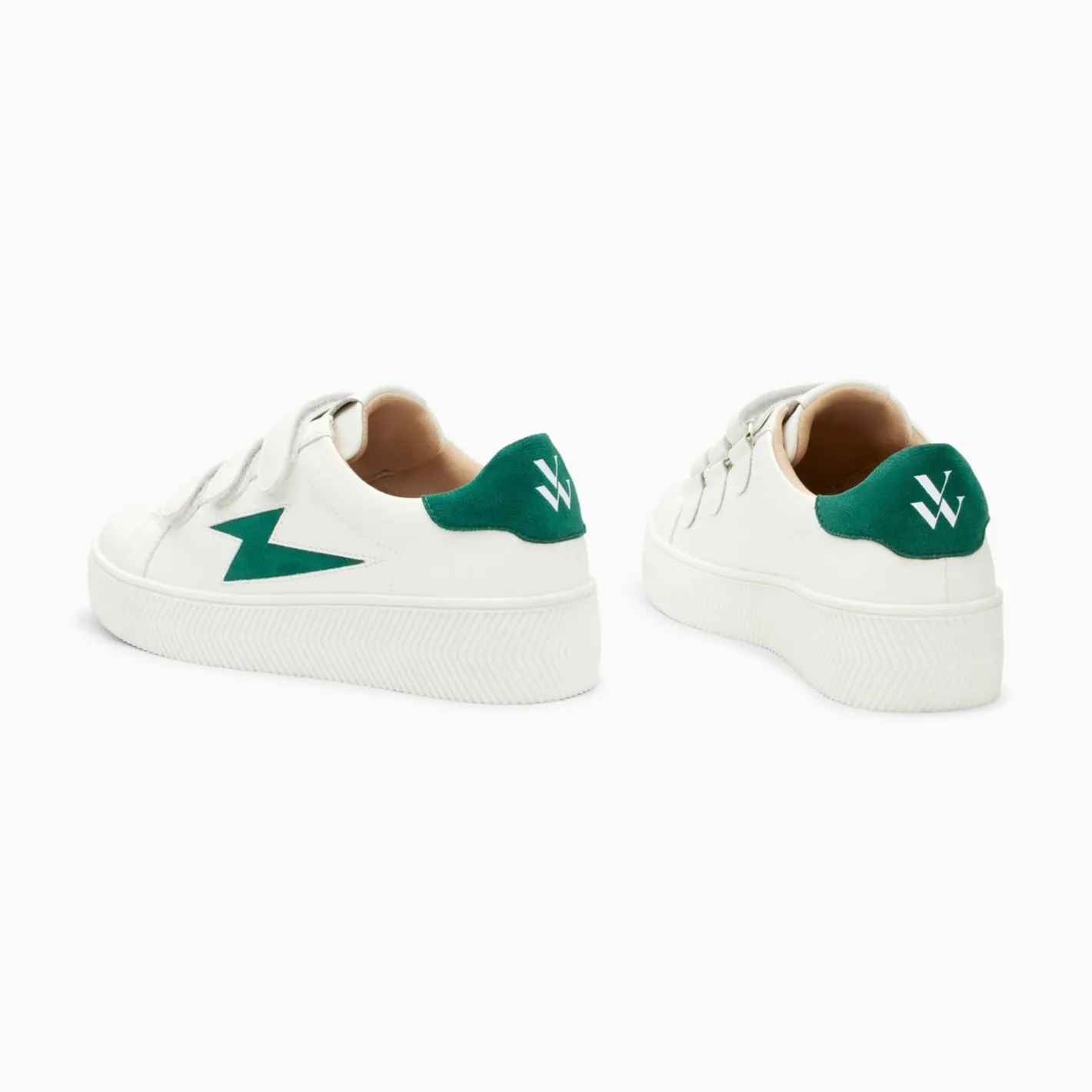 Vanessa Wu Baskets Eclair Camelia Blanc Et Vert Sapin A Scratchs Sale