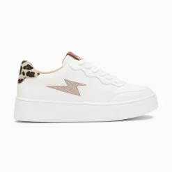 Vanessa Wu Baskets Eclair Carolane Blanc Et Leopard A Lacets Discount