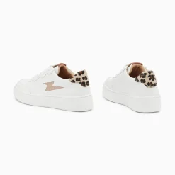 Vanessa Wu Baskets Eclair Carolane Blanc Et Leopard A Lacets Discount