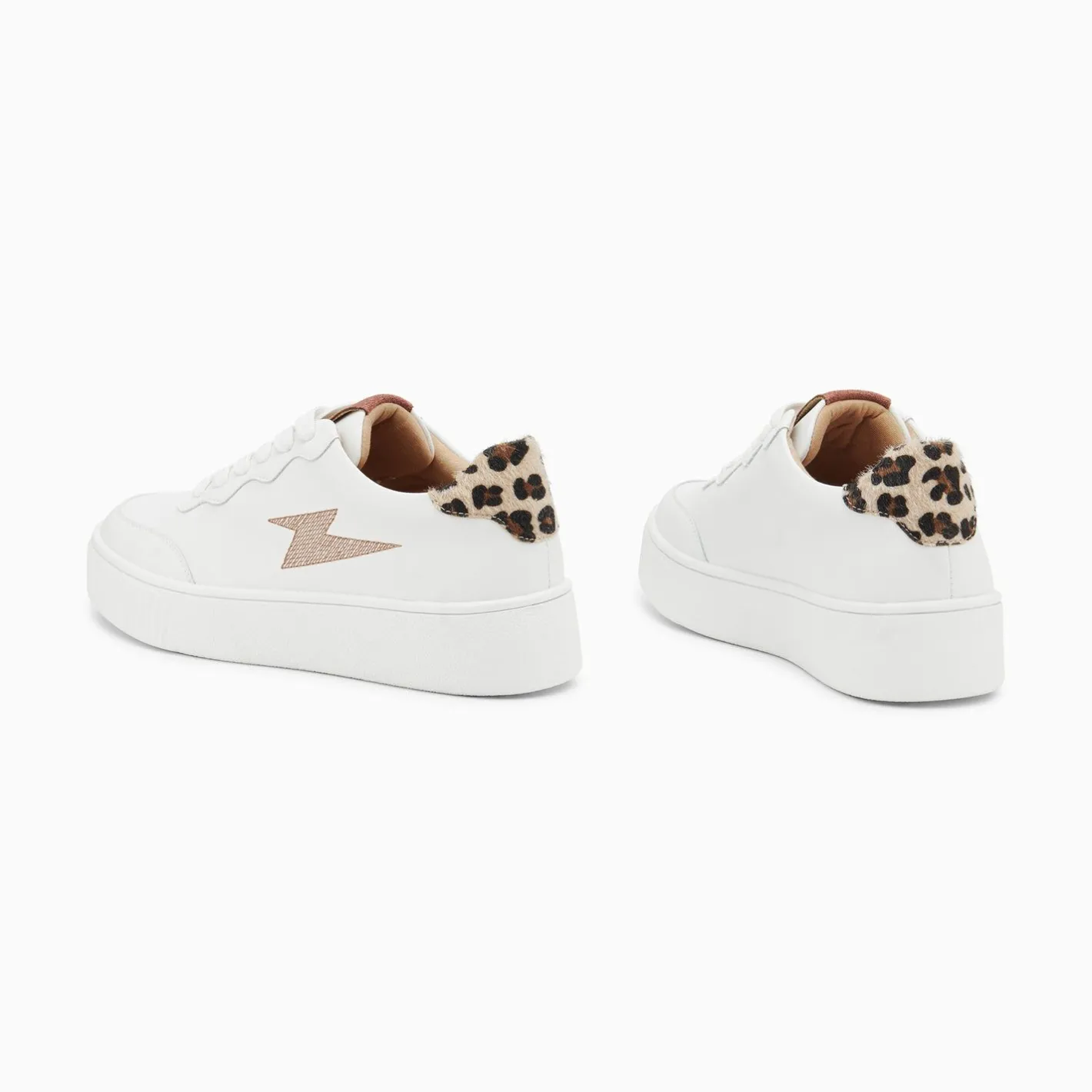 Vanessa Wu Baskets Eclair Carolane Blanc Et Leopard A Lacets Discount