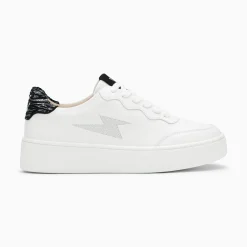 Vanessa Wu Baskets Eclair Carolane Blanc Et Noir Imprime Zebre A Lacets