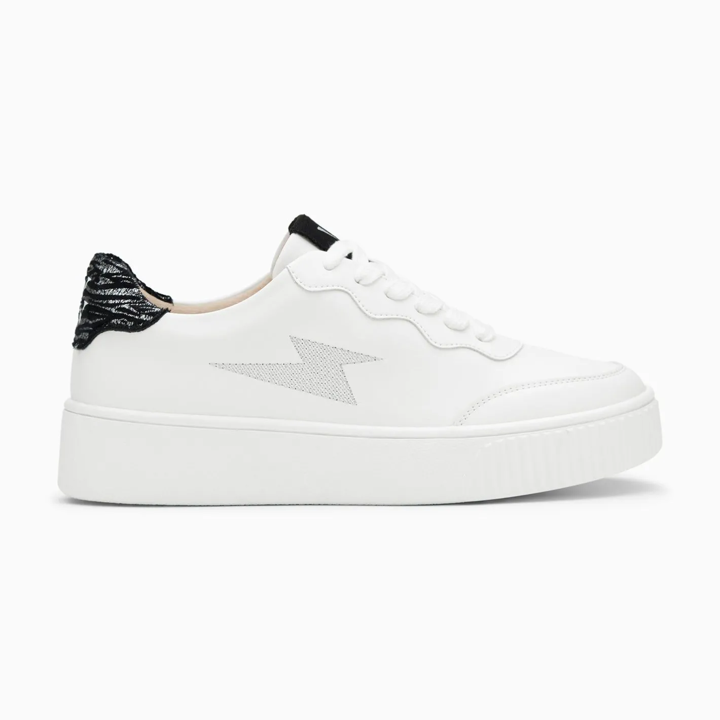 Vanessa Wu Baskets Eclair Carolane Blanc Et Noir Imprime Zebre A Lacets