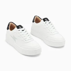 Vanessa Wu Baskets Eclair Carolane Blanc Et Noir Imprime Zebre A Lacets