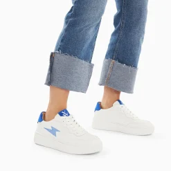 Vanessa Wu Baskets Eclair Carolane Blanc Et Bleu A Lacets Hot