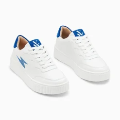 Vanessa Wu Baskets Eclair Carolane Blanc Et Bleu A Lacets Hot