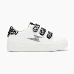 Vanessa Wu Baskets Eclair Daisy Blanc Et Argent A Scratchs Leopard Sale