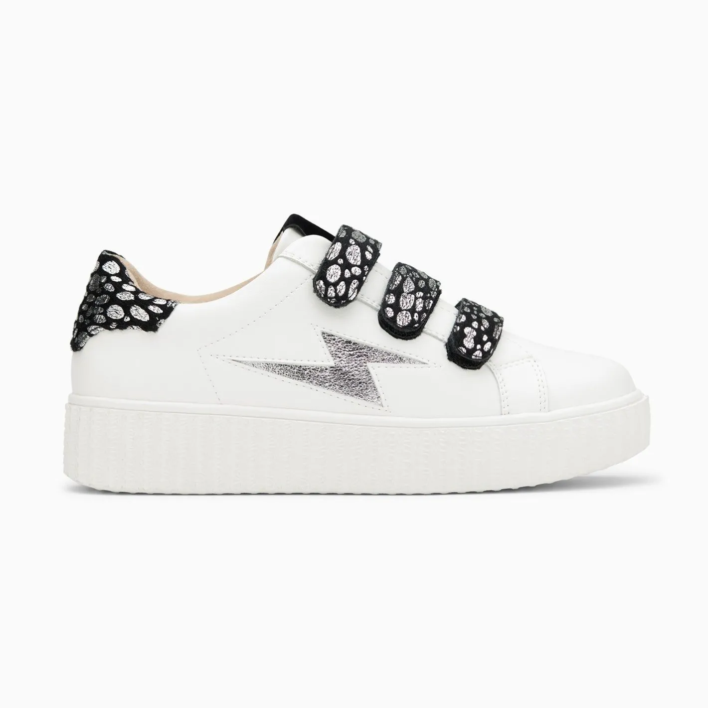 Vanessa Wu Baskets Eclair Daisy Blanc Et Argent A Scratchs Leopard Sale