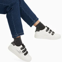 Vanessa Wu Baskets Eclair Daisy Blanc Et Argent A Scratchs Leopard Sale