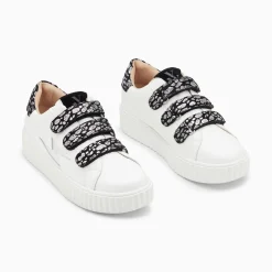 Vanessa Wu Baskets Eclair Daisy Blanc Et Argent A Scratchs Leopard Sale