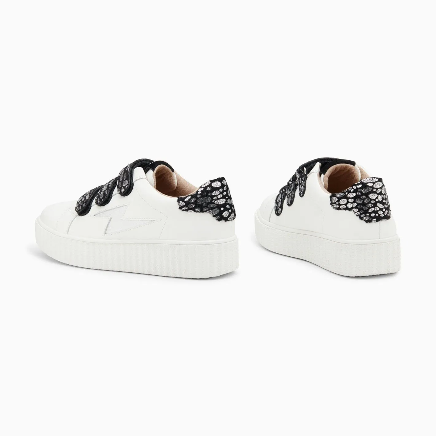 Vanessa Wu Baskets Eclair Daisy Blanc Et Argent A Scratchs Leopard Sale