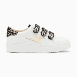 Vanessa Wu Baskets Eclair Daisy Blanc Et Or A Scratchs Leopard
