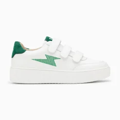 Vanessa Wu Baskets Eclair Damia Blanc Et Vert A Scratchs Outlet