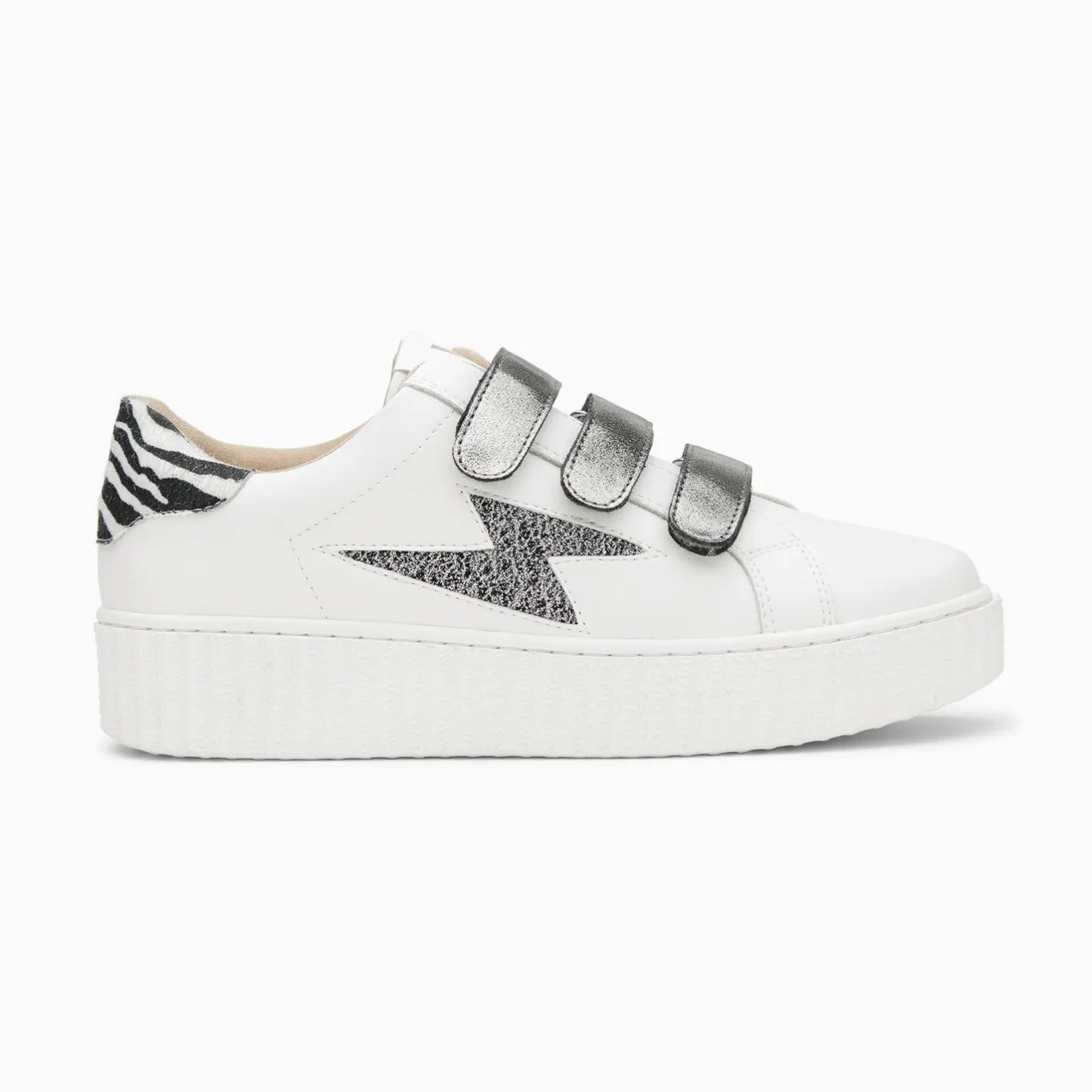 Vanessa Wu Baskets Eclair Darine Blanc Et Zebre A Scratchs Anthracite Online