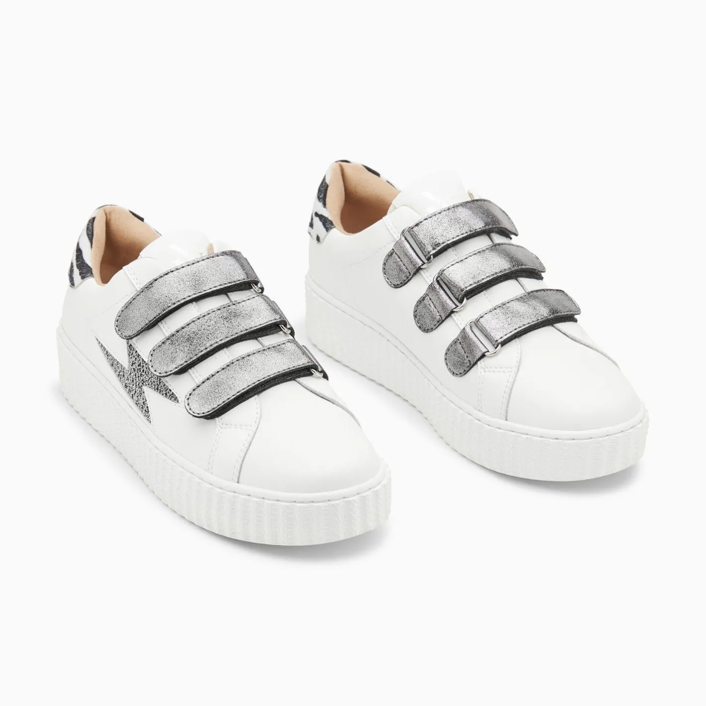 Vanessa Wu Baskets Eclair Darine Blanc Et Zebre A Scratchs Anthracite Online