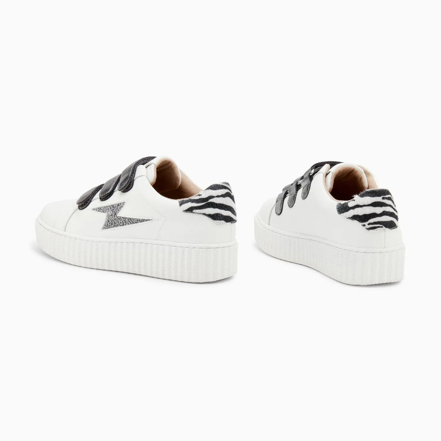 Vanessa Wu Baskets Eclair Darine Blanc Et Zebre A Scratchs Anthracite Online
