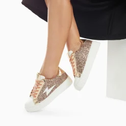 Vanessa Wu Baskets Eclair Elise Rose Gold Paillete A Lacets Clearance