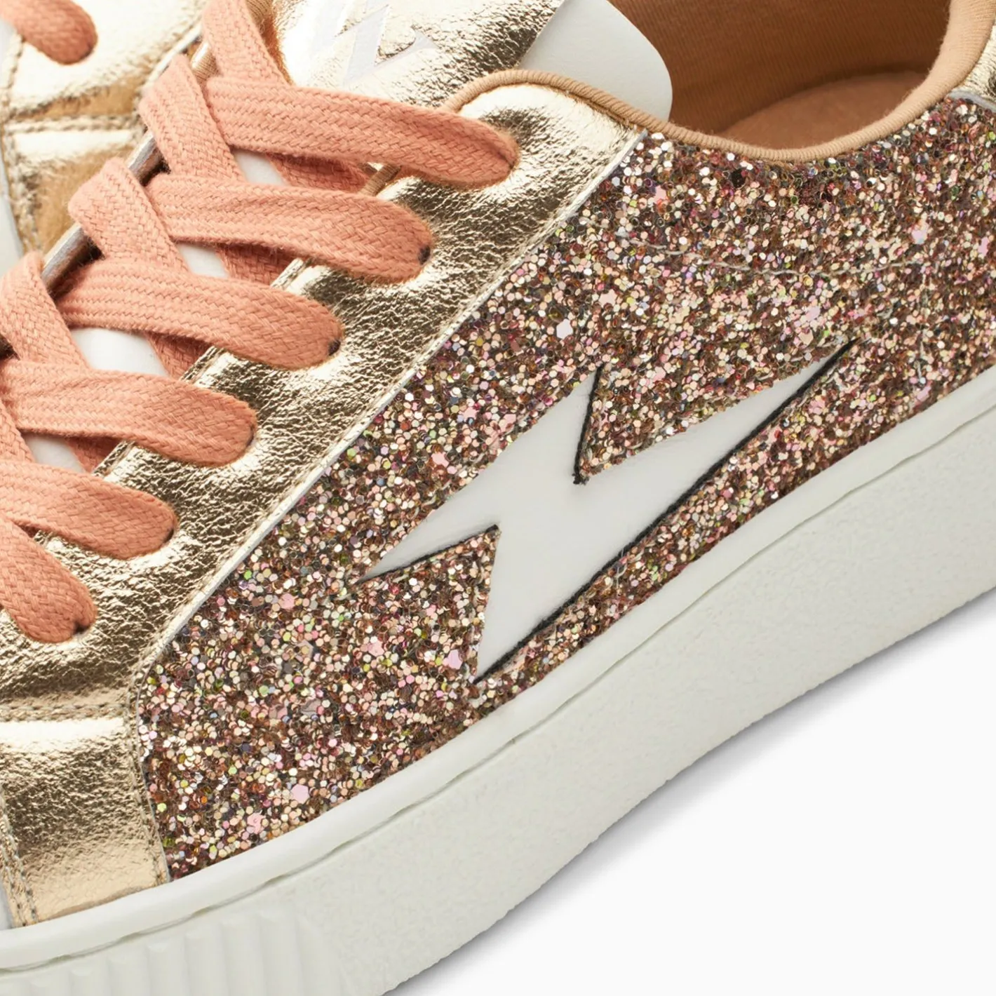 Vanessa Wu Baskets Eclair Elise Rose Gold Paillete A Lacets Clearance