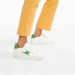 Vanessa Wu Baskets Eclair Elsa Blanc Et Vert Menthe Croco A Scratchs Outlet