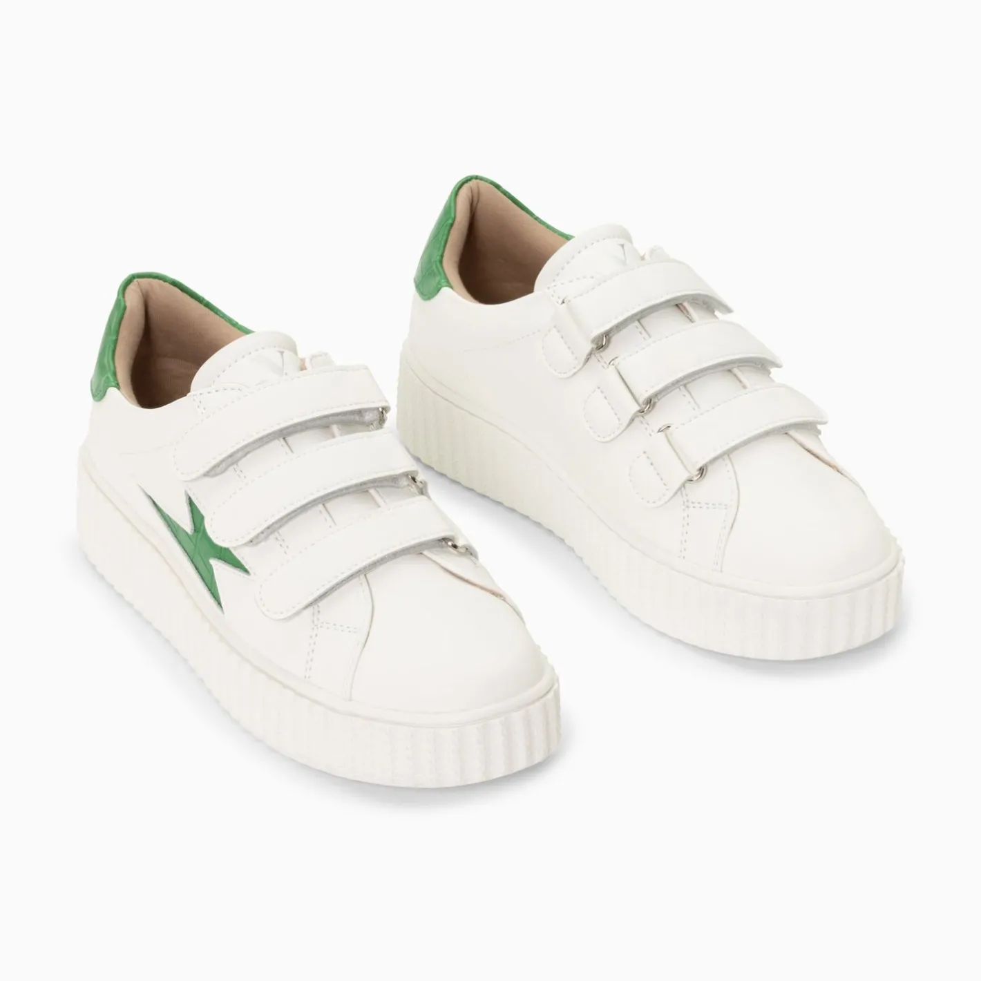 Vanessa Wu Baskets Eclair Elsa Blanc Et Vert Menthe Croco A Scratchs Outlet