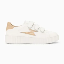 Vanessa Wu Baskets Eclair Elsa Blanc Et Beige Croco A Scratchs Sale