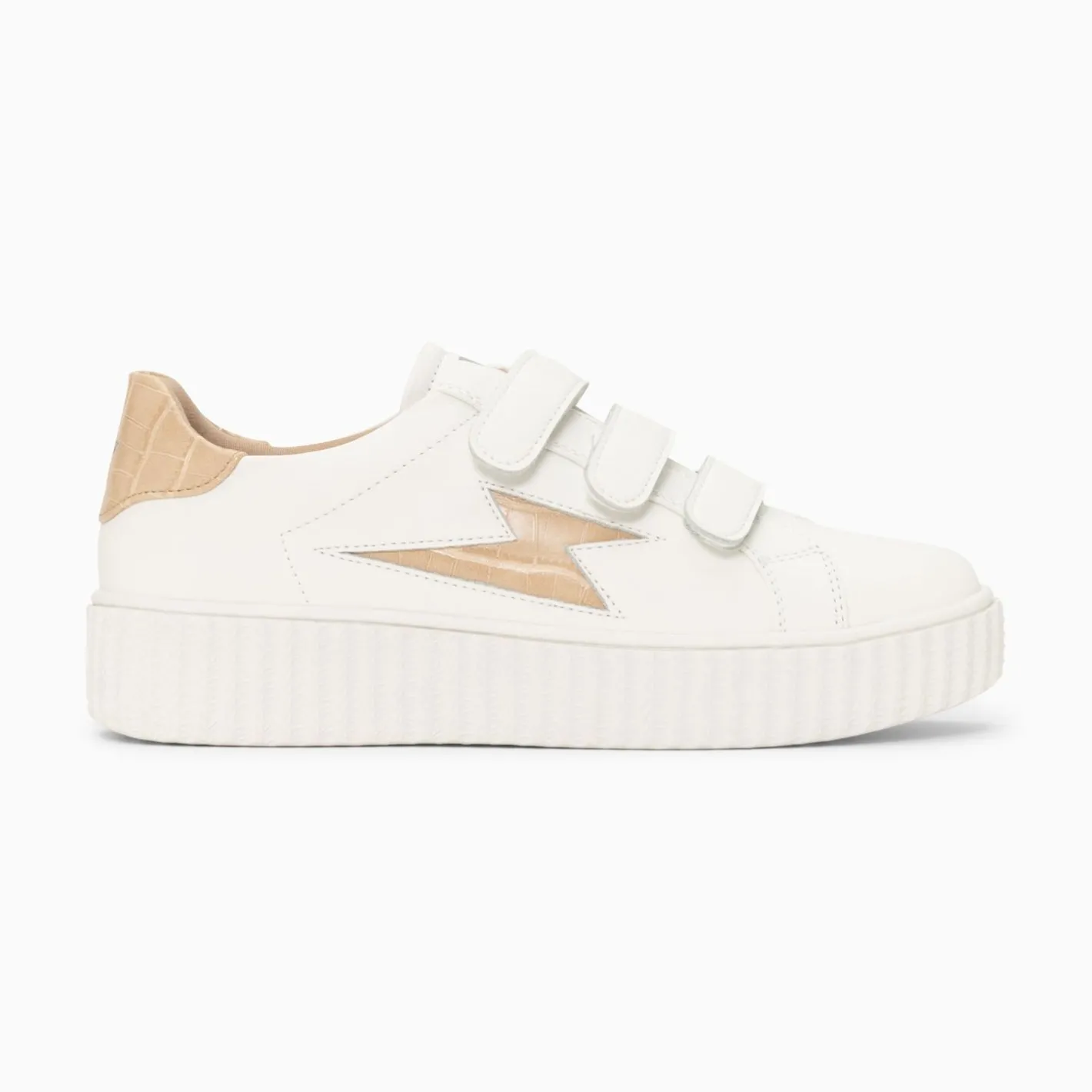 Vanessa Wu Baskets Eclair Elsa Blanc Et Beige Croco A Scratchs Sale
