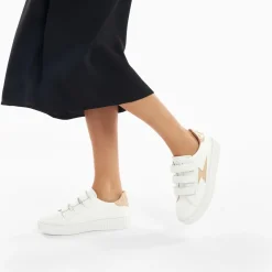 Vanessa Wu Baskets Eclair Elsa Blanc Et Beige Croco A Scratchs Sale