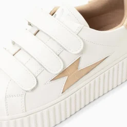 Vanessa Wu Baskets Eclair Elsa Blanc Et Beige Croco A Scratchs Sale