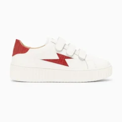Vanessa Wu Baskets Eclair Elsa Blanc Et Rouge Croco A Scratchs