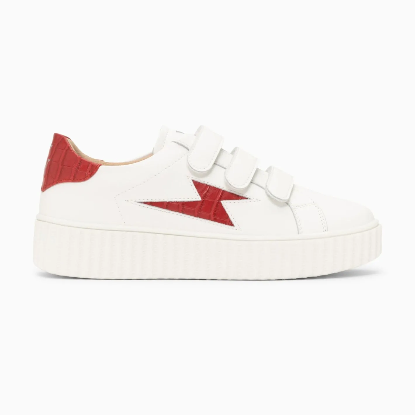Vanessa Wu Baskets Eclair Elsa Blanc Et Rouge Croco A Scratchs