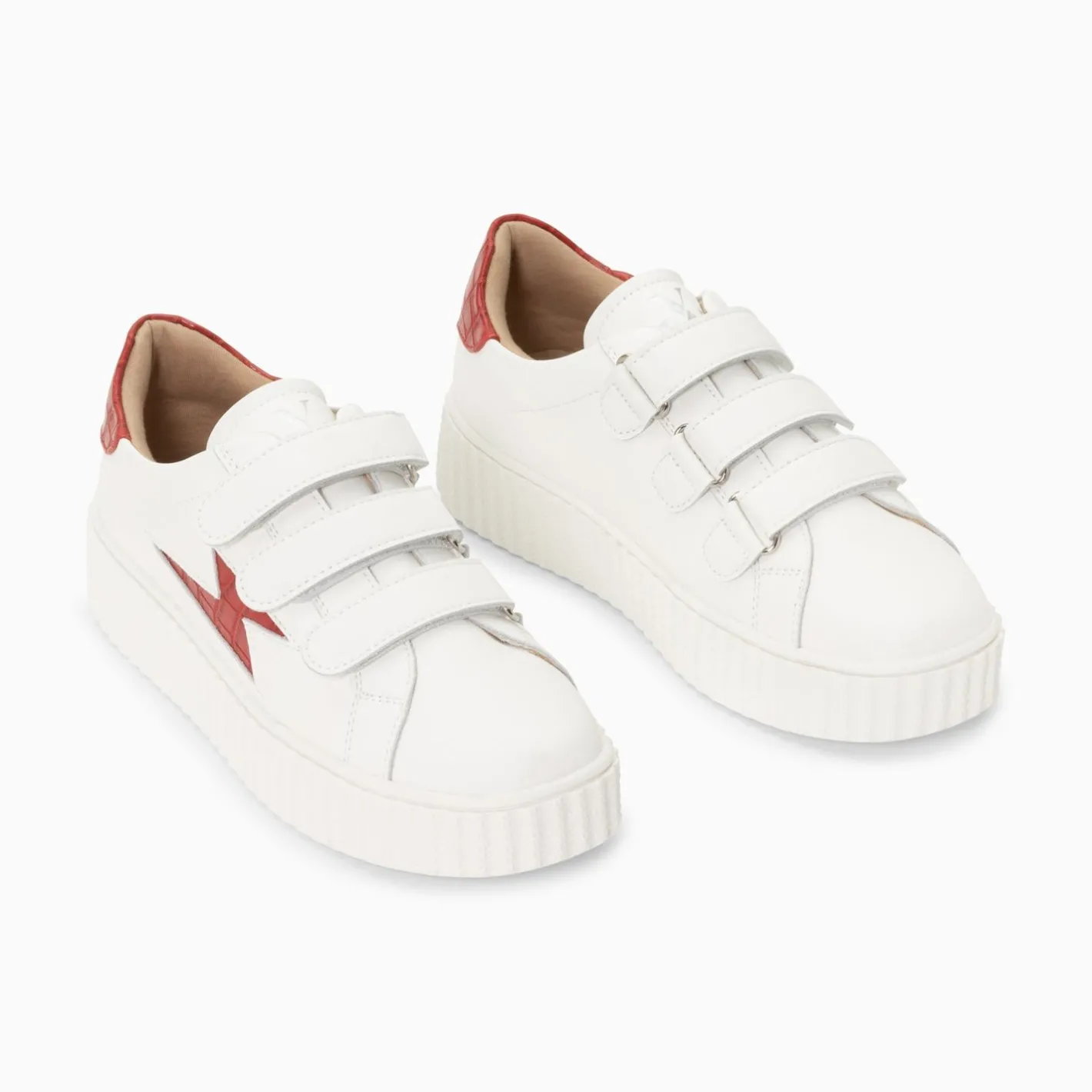 Vanessa Wu Baskets Eclair Elsa Blanc Et Rouge Croco A Scratchs
