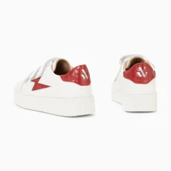 Vanessa Wu Baskets Eclair Elsa Blanc Et Rouge Croco A Scratchs