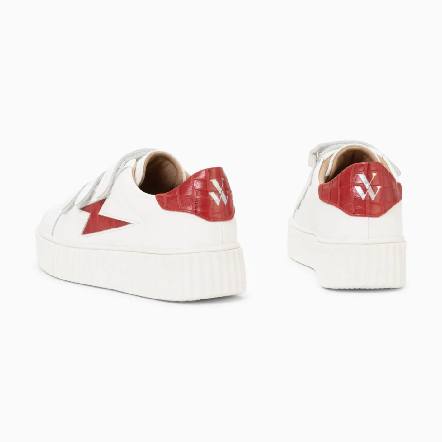 Vanessa Wu Baskets Eclair Elsa Blanc Et Rouge Croco A Scratchs
