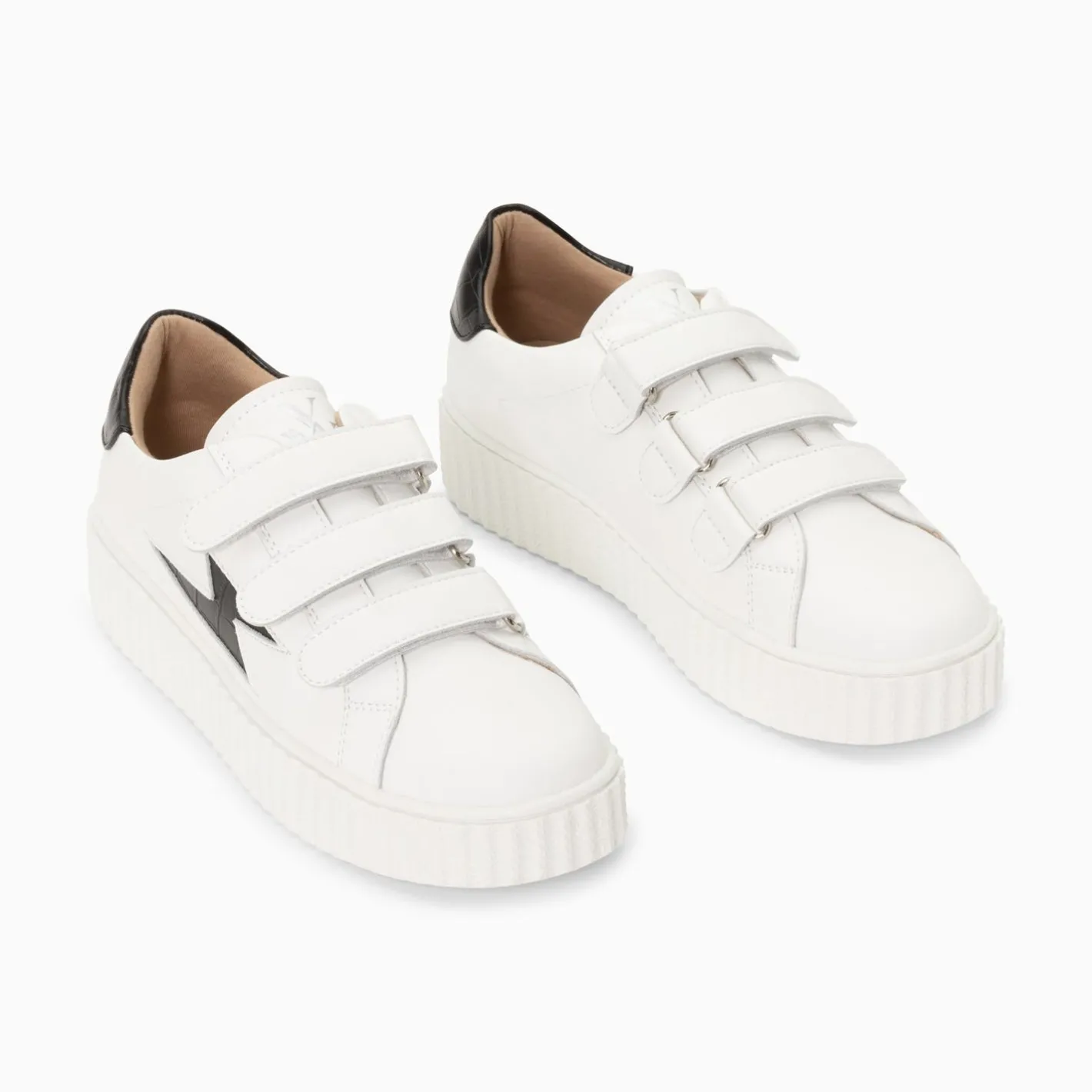 Vanessa Wu Baskets Eclair Elsa Blanc Et Noir Croco A Scratchs Online